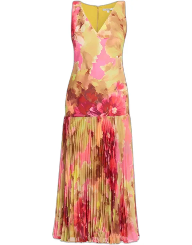 Floral-print Drop Waist Midi Dress