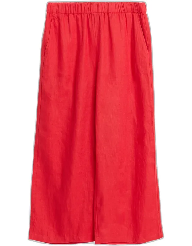 Wide-leg Organic Linen Ankle Pants