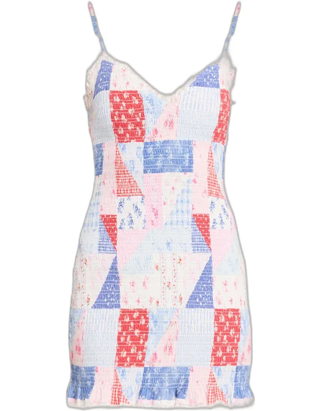 Patchwork Floral Mini Dress