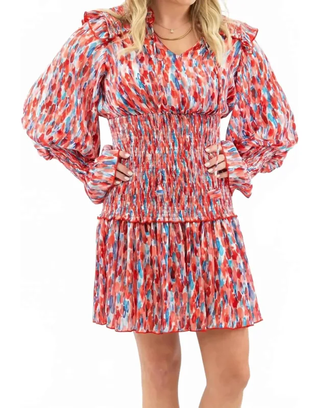Smocked Ruffle Mini Dress