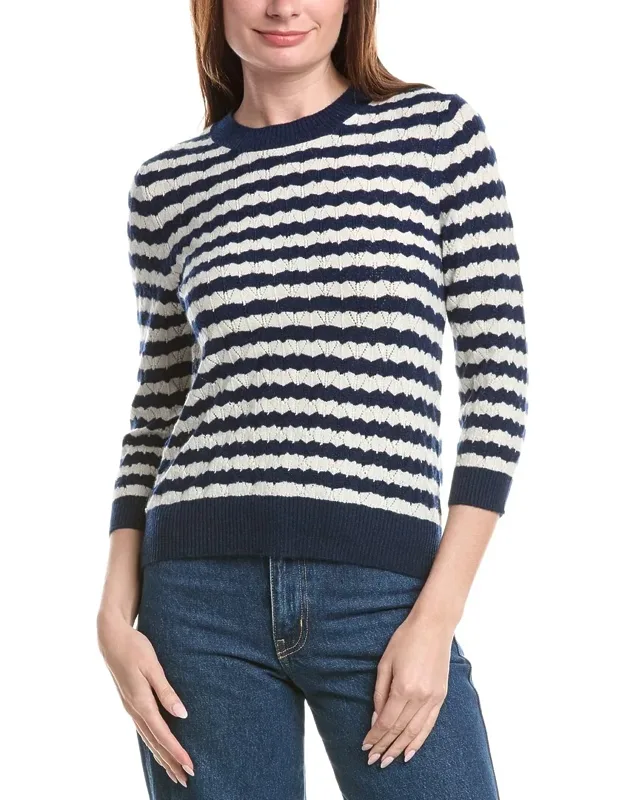 Kendall Pointelle Stripe Cashmere Sweater