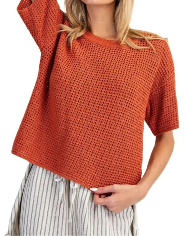 Textured Short Sleeve Sweater