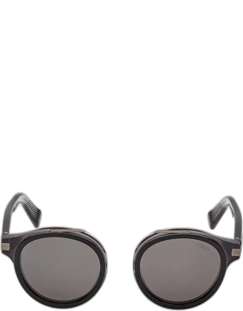 Top-bar Acetate Round Sunglasses