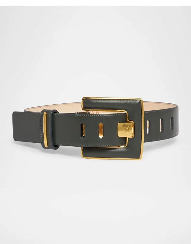 Anthem Calfskin Leather Belt With Gold-tone Logo Keeper And Adjustable Fit