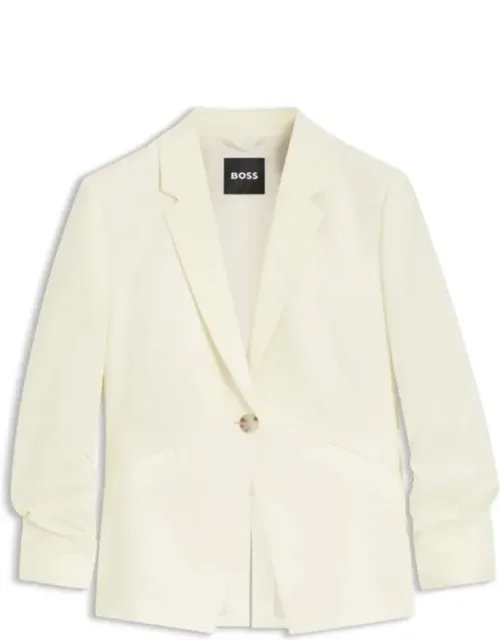 Ruched Sleeve Slim-fit Blazer In Japanese Crepe