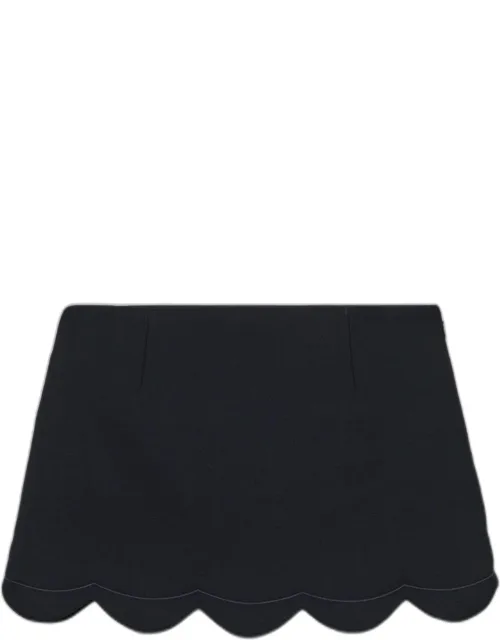 Scalloped Daisy Wool Mini Skirt