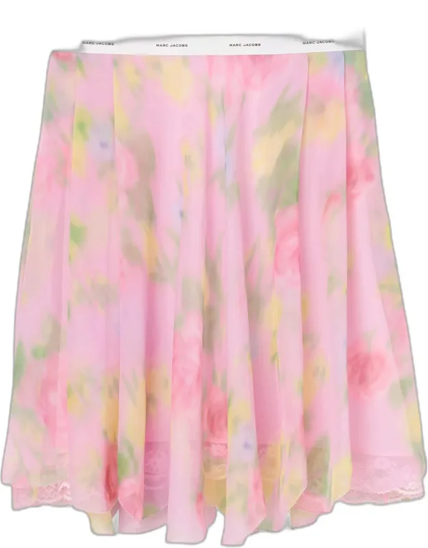 Blurred Floral Chiffon Skirt