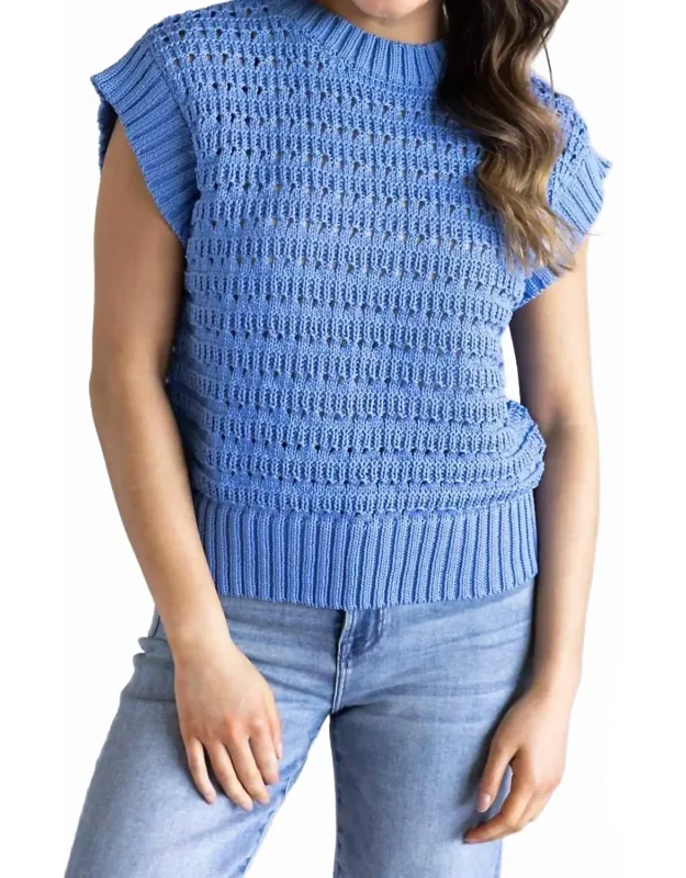 Open Knit Cap Sleeve Sweater