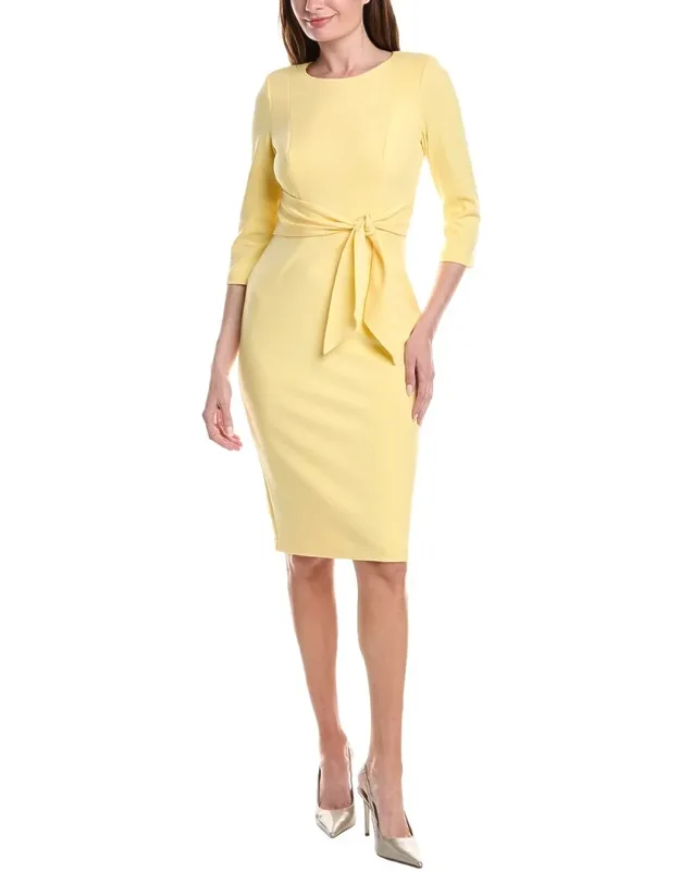 Crepe Tie Waist Sheath Dress