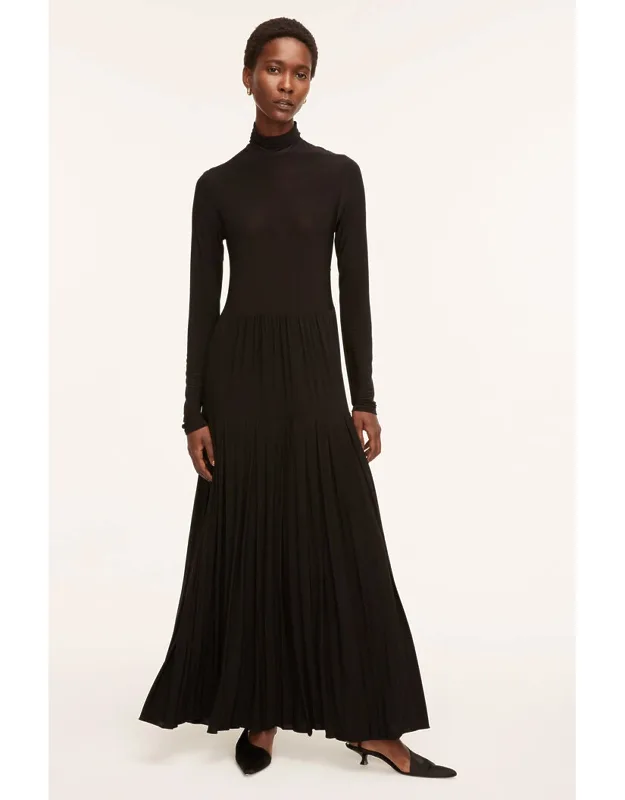 Pleated Knit Mock Neck Dress