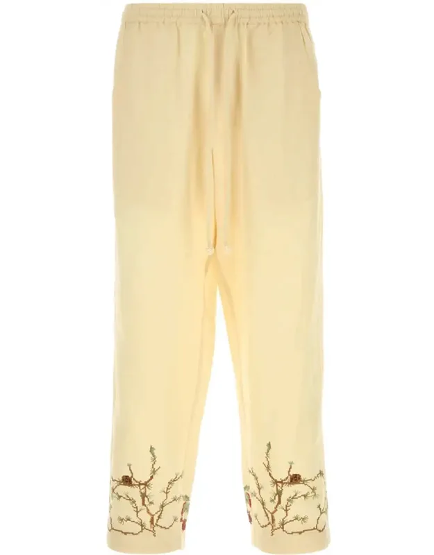 Cream Cotton Blend Avian Pants