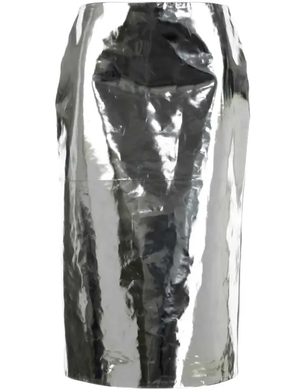 Silver Leather Skirt