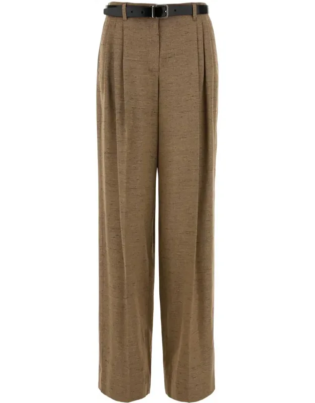 Biscuit Tweed Wide-leg Pants
