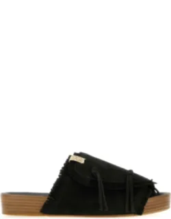 Black Suede Christo Slippers