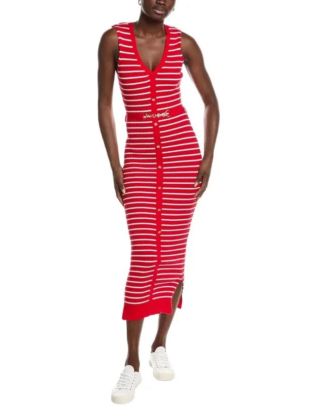 V-neck Stripe Bodycon Dress
