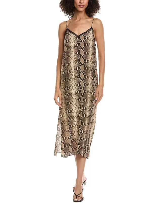 Snakeskin Print Silk Midi Slip Dress