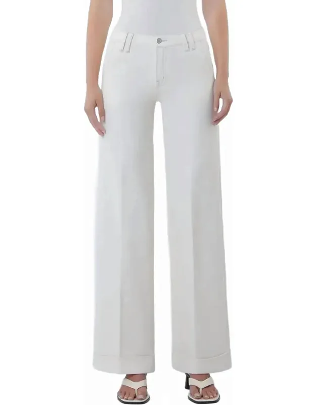 Mid Rise Trouser Pressed Cuffed Wide Leg Jeans