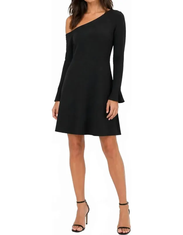 One Shoulder Bell Sleeve Dress