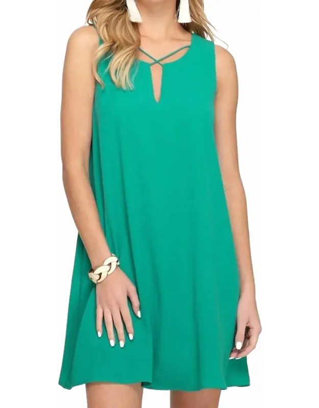 Sleeveless Crisscross Neck Detail Dress