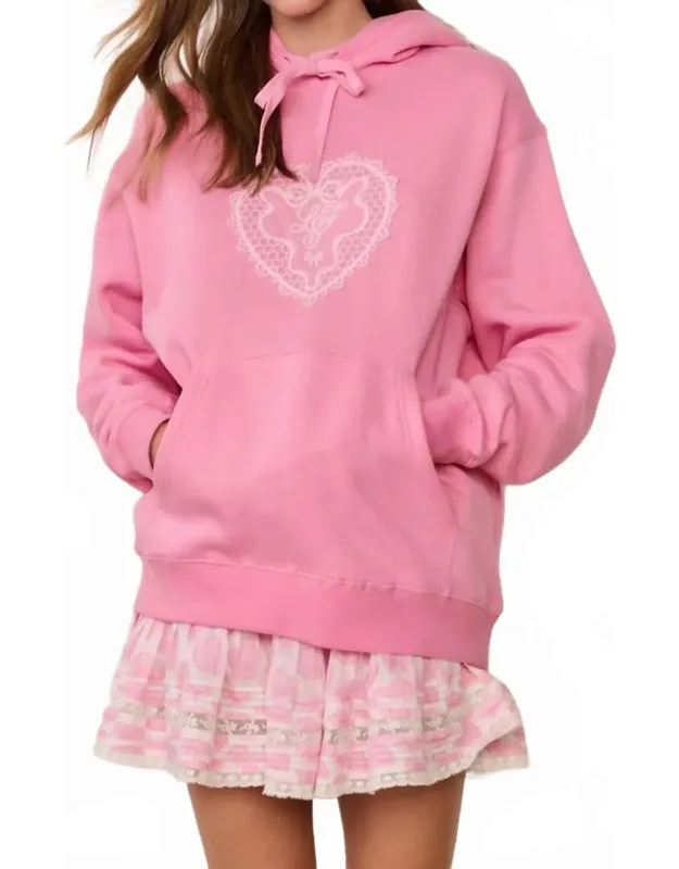 Heart Doily Fleece Hoodie