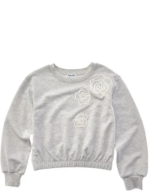 Rose Embroidery Toss Sweatshirt