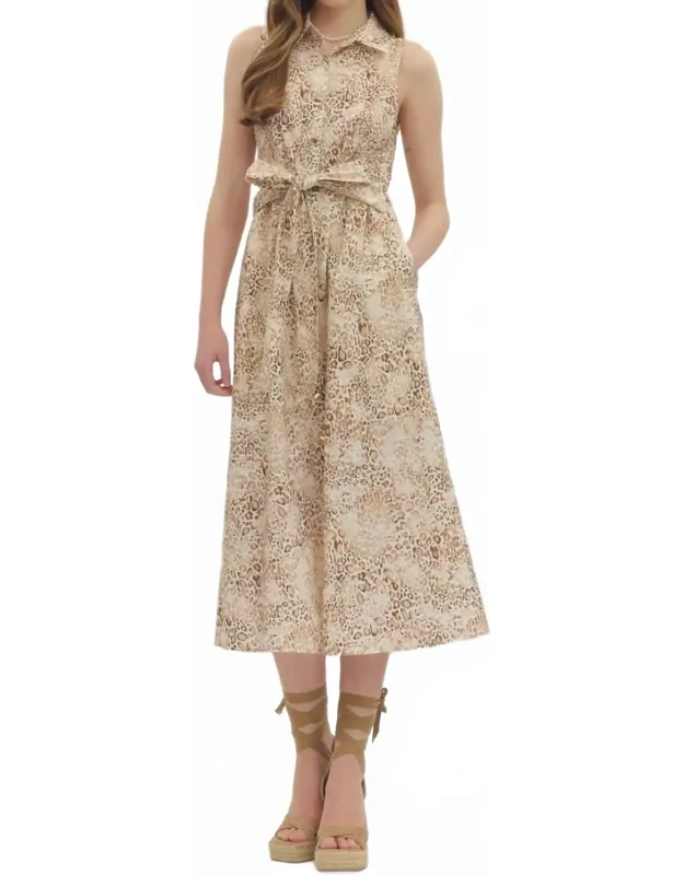 Animal Print Button Up Maxi Dress