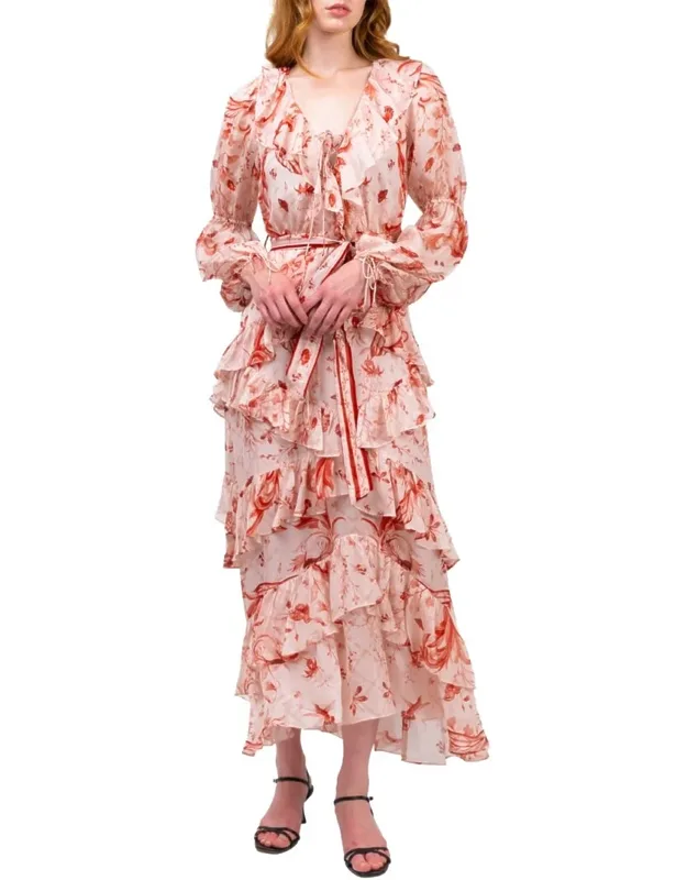 Belted Silk Chiffon Maxi Dress