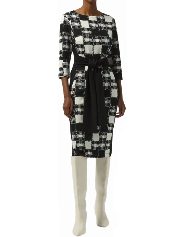 Checkered Jacquard Sheath Dress