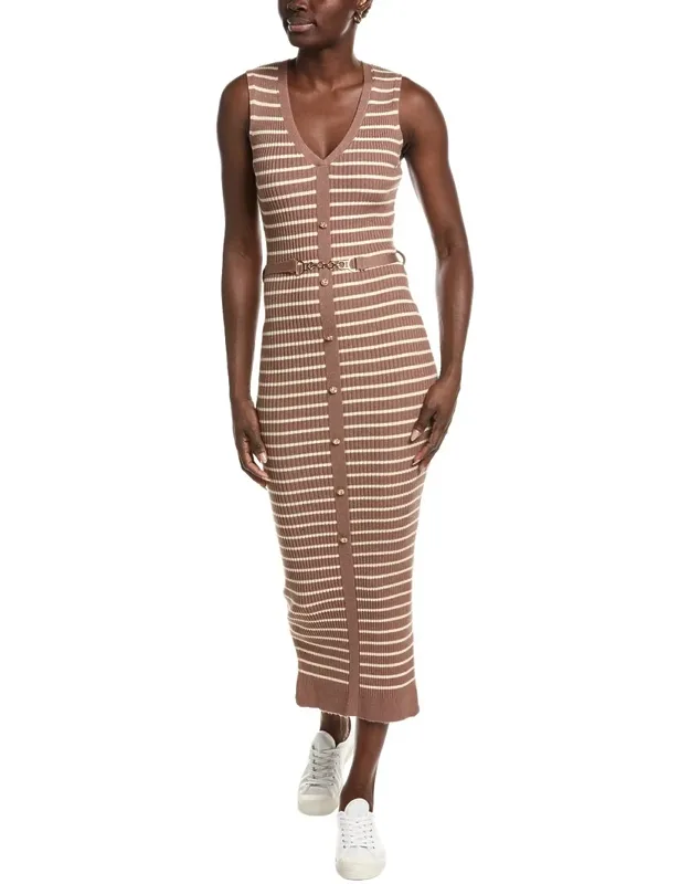 V-neck Stripe Bodycon Dress