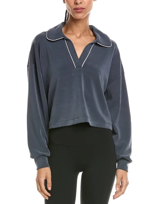 Sand Wash Crop Henley Sweatshirt