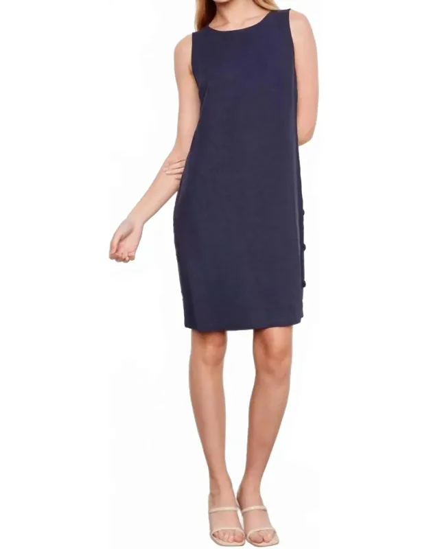 Sleeveless Mini Dress With Side Buttons