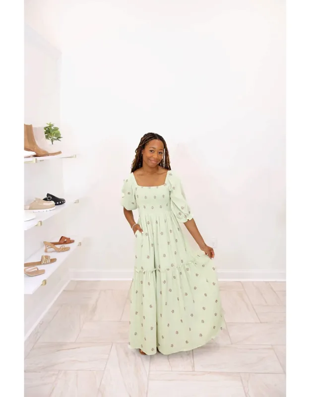 Flower Embroidered Maxi Dress