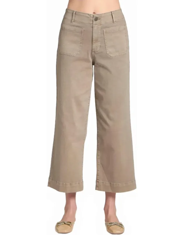 Patch Pocket Cropped Wide Leg Pants