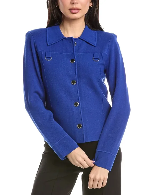 Collared Boxy Knit Jacket