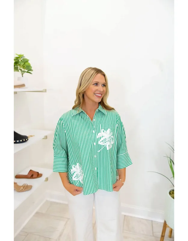 Janice Top With Stripes And Flower Print