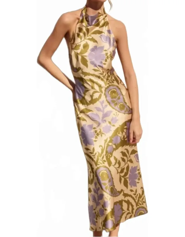 Halter Neck Maxi Dress With Paisley Effect