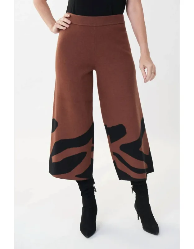 Animal Print Sweater Culotte Pants