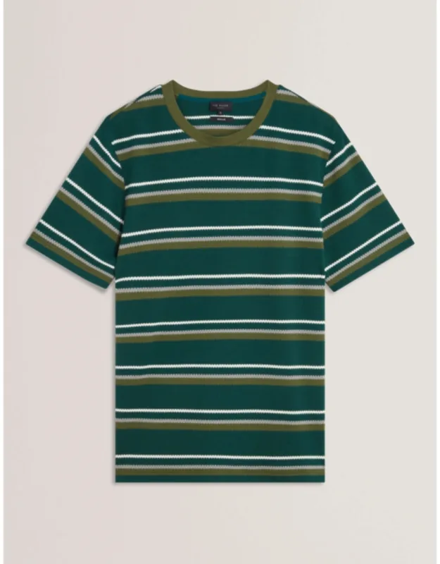Striped Textured Crew Neck T-shirt