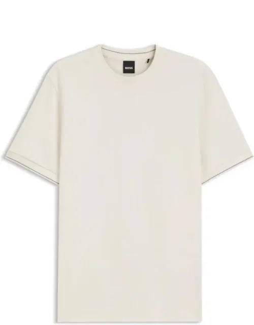 Structured Cotton T-shirt With Cuff Stripes