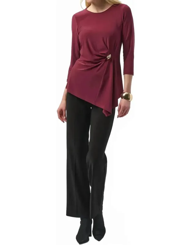 Scoop Neck 3/4 Sleeve Asymmetrical Top