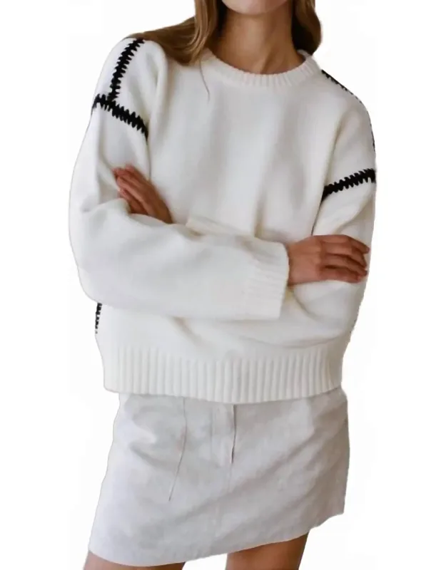Crewneck Sweater With Side Stitching