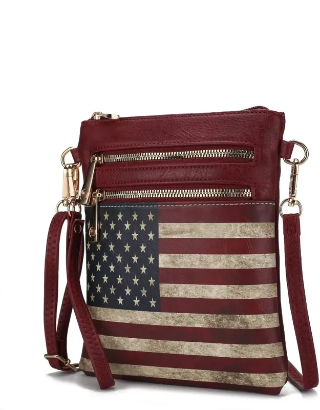 Genesis Printed Flag Vegan Leather Crossbody Bag