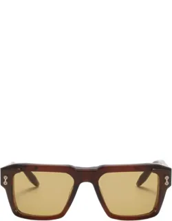 Rectangular Tortoiseshell Sunglasses With Metallic Accents