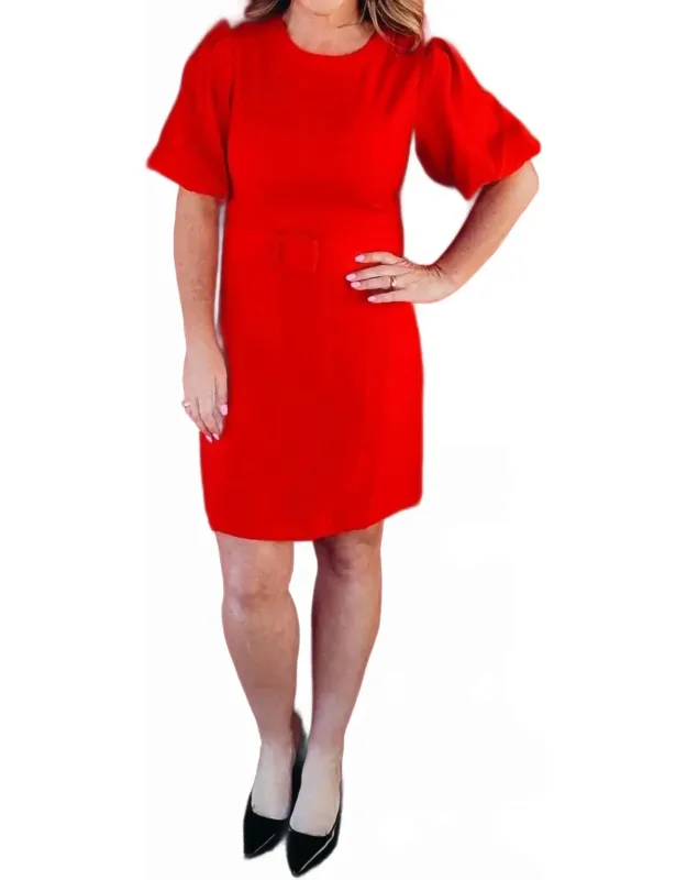 Puff Sleeve Princess Line Sheath Dress