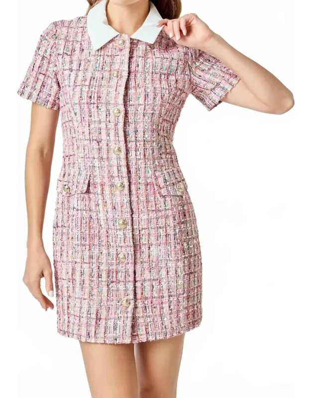 Tweed Short Sleeve Dress