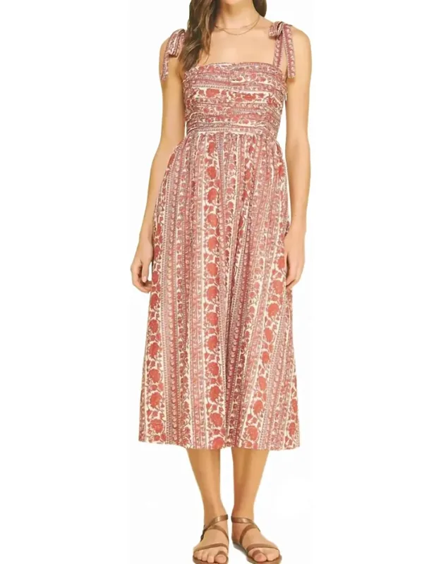 Floral Tie Strap Midi Dress