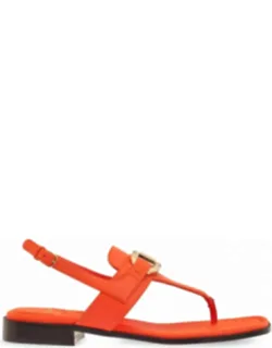 Gancini Leather Flat Sandals