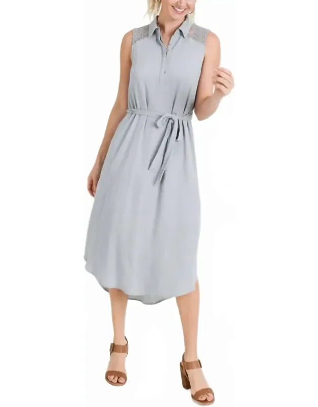 Collared Belted Midi Dress