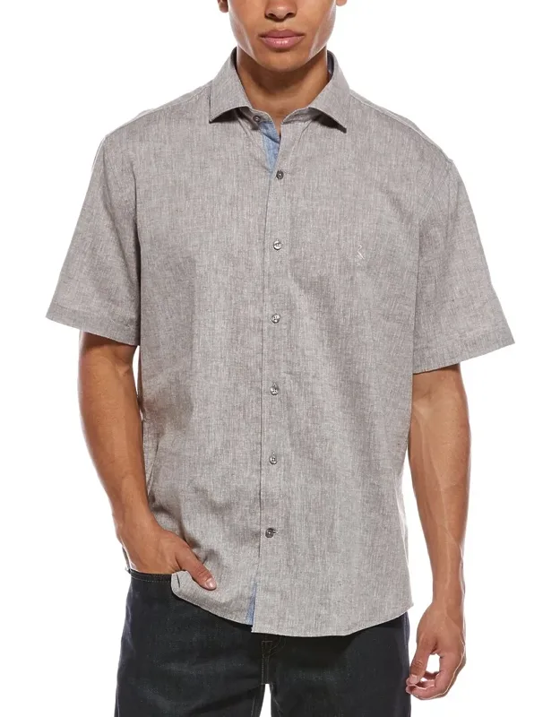 Yarn Dyed Melange Linen-blend Shirt