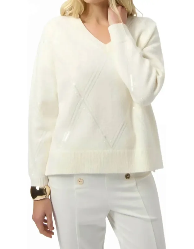 Sequined V-neck Pullover Sweater